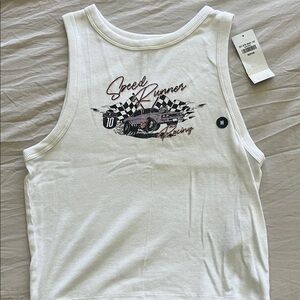 Hollister White Racing Graphic Tank Top
